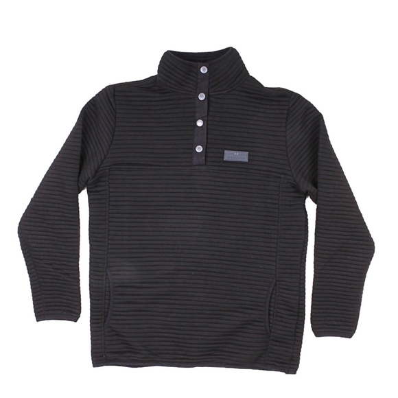Simply Southern Black Ribbed Snap Neck Pullover - Picture 6 of 7